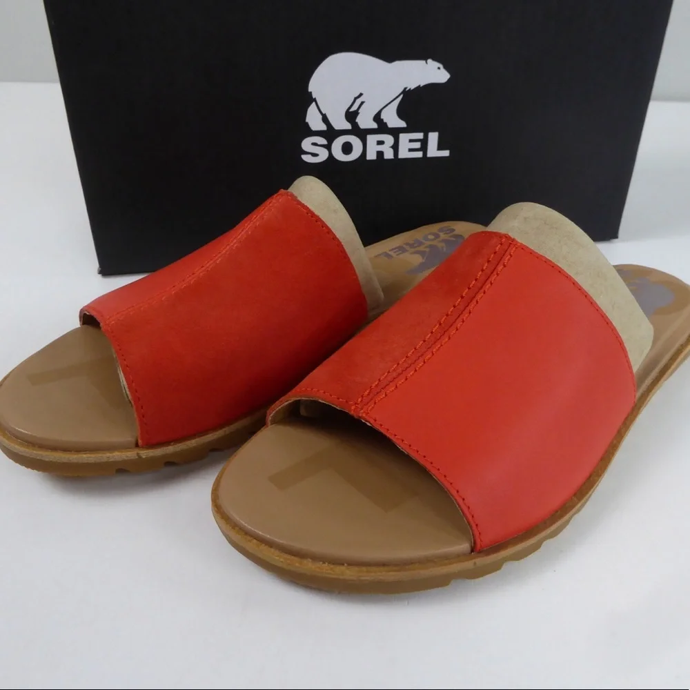 Sorel Ella II Block Suede Leather Slide Sandal NIB Signal Red - Picture 8 of 8